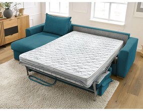 Colțar albastru extensibil cu tapițerie din catifea reiată (cu colț variabil) Augustin – Bobochic Paris