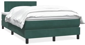 vidaXL Pat box spring cu saltea, verde închis, 120x210 cm, catifea