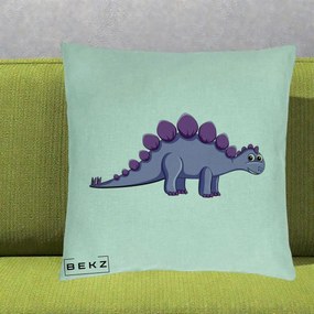 Perna Personalizata Stegozaur Mov, 40x40 cm, Verde Menta, Husa Detasabila, Perna Inclusa, BEKZ®