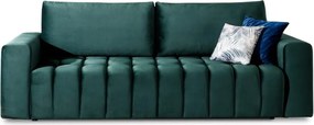 Canapea verde-închis extensibilă/cu spațiu de depozitare cu tapițerie din catifea 247 cm Lazaro – ELTAP