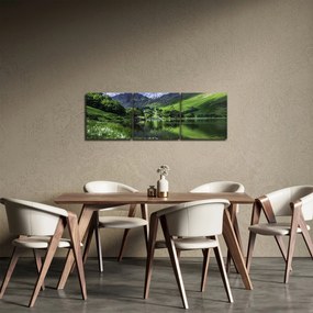 Tablou - Peisaj cu un lac (cu ceas) (90x30 cm)