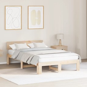 vidaXL Cadru de Pat cu Tăblie 140x190 cm Lemn masiv de pin