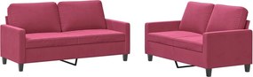 vidaXL Set canapele cu perne, 2 piese, roșu vin, catifea