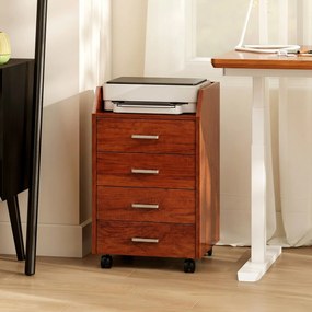 Vinsetto Comodă de birou pe roți Comodă de birou cu 4 sertare Archivator mobil pentru studiu 40x36x65 cm Maro | Aosom Romania