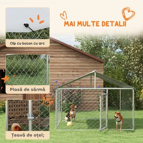 PawHut Cusca Joaca Exterior pentru Caini Mici/Mijlocii, Rezistenta cu Copertina Impermeabila | Aosom Romania