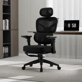Scaun ergonomic, Sezut Translatie, cotiere 9D, tetiera 6D, suport lombar reglabil, spătar reglabil inaltime, pivotant, suport picioare, sezut buretat, Negru