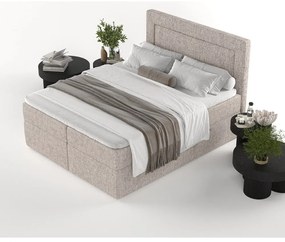 Pat boxspring maro deschis cu spațiu de depozitare 160x200 cm Imagine – Maison de Rêve