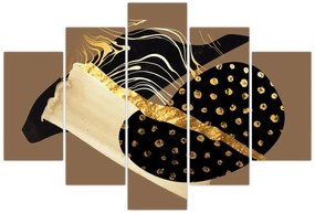 Tablou - Abstracție maro auriu N⁰1 (150x105 cm)