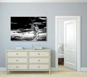 Tablou înger cu crucea în design alb-negru