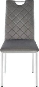 Scaun K578, gri - HLR 21/argintiu, stofa catifelata/otel, 43x53x93 cm