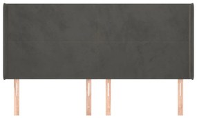 Tablie de pat cu aripioare gri inchis 203x16x118 128 cm catifea 1, Morke gra, 203 x 16 x 118 128 cm