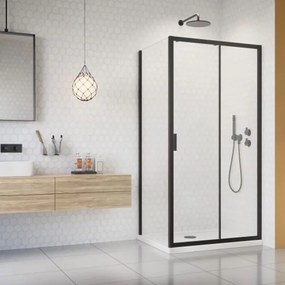 Cabina de dus dreptunghiulara cu usa glisanta Radaway Alienta 100x80 cm negru-transparent
