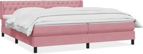 vidaXL Pat box spring cu saltea, roz, 180x210 cm, catifea