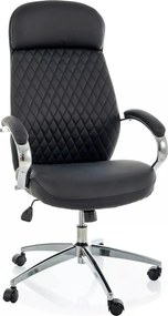 Scaun birou Q-09, negru, piele ecologică, 64x48x118 cm