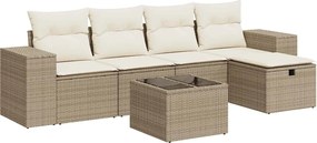 vidaXL Set canapele de grădină cu perne, 6 piese, bej, poliratan