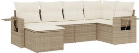 vidaXL Set canapele de grădină cu perne, 6 piese, bej, poliratan