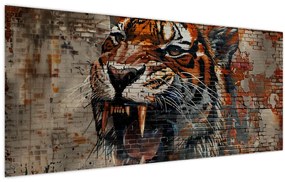 Tablou - Tigru din Cărămizi (120x50 cm)