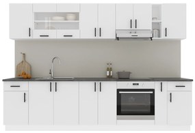 Set Bucatarie Karo V25, Alb, Blat Thermo 28 mm, L 300 cm