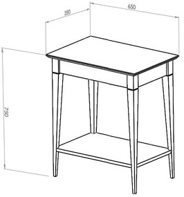 Masă tip consolă Ragaba Mimo, lățime 65 cm, alb