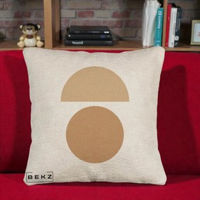 Perna Decorativa Geometric Minimalist Auriu, 40x40 cm, Bej Canapea, Husa Detasabila, Perna Inclusa, BEKZ®