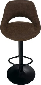 Scaun bar LORASA NEW, maro/negru, piele intoarsa/metal, 45x45x82/102 c