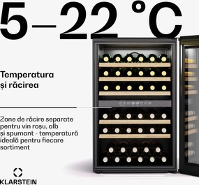 Klarstein Frigider pentru vinuri Vinsider 57 Duo, 2 zone de răcire, 57 sticle, aparat încorporat