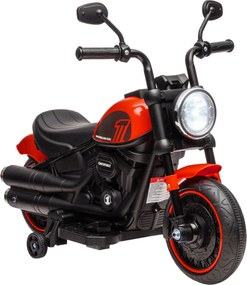 HOMCOM Motocicleta Electrica pentru Copii 18-36 Luni, cu Roti Suplimentare si Far, din PP si Metal ,Rosu si Negru | Aosom Romania