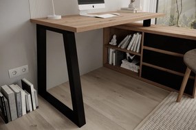 Birou de colț IWO II – 135x115x75.2 cm – Stejar Artisan / Negru