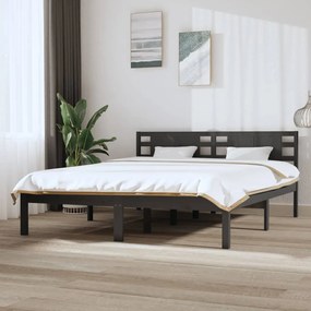 3104230 vidaXL Cadru de pat, gri, 160x200 cm, lemn masiv de pin