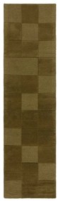 Covor tip traversă kaki țesut manual din lână 60x230 cm Checkerboard – Flair Rugs