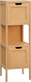 kleankin Comodă de depozitare coloană pentru baie din bambus 2 sertare și 1 raft - dim. 30L x 30l x 90H cm | Aosom Romania