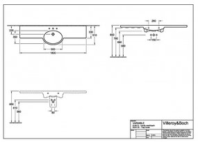 Lavoar suspendat intins, Villeroy&amp;Boch Variable, 180x51cm, 5159I001
