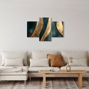 Tablou - Abstracție verde cu auriu I. (90x60 cm)