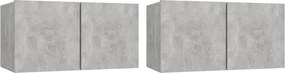 vidaXL Dulapuri TV suspendate, 2 buc., gri beton, 60x30x30 cm