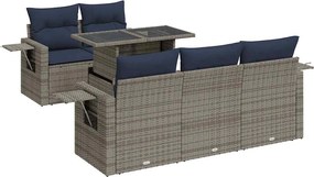 vidaXL Set mobilier grădină perne 6 piese gri poliratan