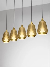 Lustra moderna cu 4 pendule LED, Metal, Sticla, Champaigne, ALISH