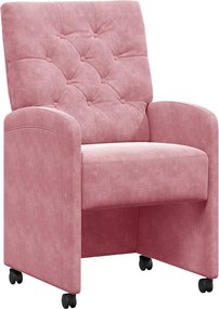 vidaXL Scaune de dining cu roți 2 pcs Roz 58 x 67 x 97 cm Catifea