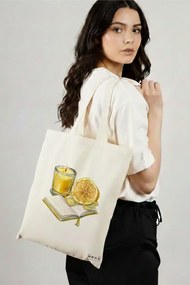 Sacosa de Panza pentru Cumparaturi, Geanta Tote, model Books 21 38 x 34.5 cm, Alba, BEKZ®