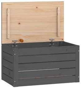 823616 vidaXL Cutie de depozitare, gri, 59,5x36,5x33 cm, lemn masiv de pin