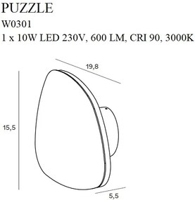 Aplica de perete LED cu lumina ambientala PUZZLE M alb W0301 MX