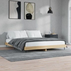 832240 vidaXL Cadru de pat, stejar sonoma, 150x200 cm, lemn prelucrat
