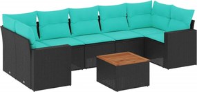 vidaXL Set canapele de grădină cu perne, 8 piese, negru, poliratan