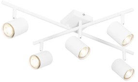 Plafoniera moderna alba cu 5 lumini reglabile patrata - Jeana