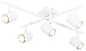 Plafoniera moderna alba cu 5 lumini reglabile patrata - Jeana