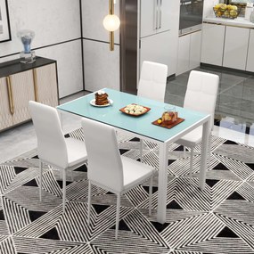 HOMCOM Set Masa pentru 4 Persoane cu 4 Scaune Tapițate, Design Modern și Elegant, Ideal pentru Dining, Alb | Aosom Romania