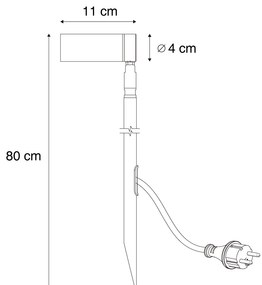 Spot negru 80cm incl. LED reglabil IP65 incl. Cablu și ștecher - Carl