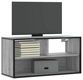 vidaXL Dulap TV, gri sonoma, 80x31x39,5 cm, lemn prelucrat și metal