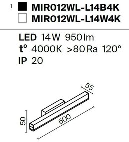 Aplica LED de perete pentru oglinda, tablou design modern Fichte negru