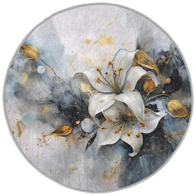 Covor albastru/gri lavabil rotund ø 150 cm Golden Lilly – Mila Home
