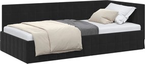vidaXL Cadru de pat colțar cu headboard Negru 100 cm x 200 cm Catifea